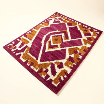 Miranda Geometric Hand Hooked Magenta/Burnt Orange/Ivory Indoor / Outdoor Area Rug (synthetic illustration; no displayed measurements)