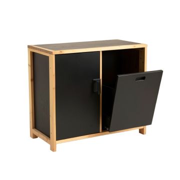 Oak Bend Freestanding Pull-Out Hamper Cabinet - Black