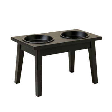 Brook Dale Pet Feeding Stand With Two Plain Empty Bowls - Black