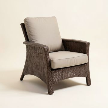 Keating 28 '' Wide Outdoor Chair With Cushions (synthetic illustration; no displayed measurements)