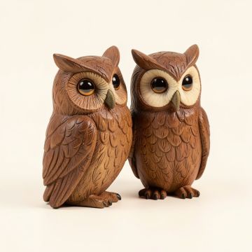 Pinecone Owl Pair Figurine (synthetic illustration; no displayed measurements)
