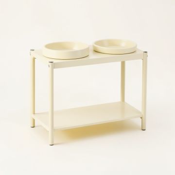 Fern Dale Pet Feeding Stand With Two Plain Empty Bowls - Cream (synthetic illustration; no displayed measurements)