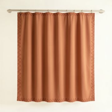 Linden Edge Shower Curtain Hanging Flat From A Plain Rod - Terracotta (synthetic illustration; no displayed measurements)