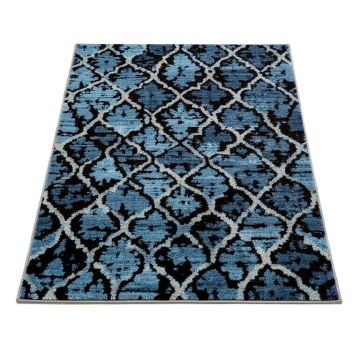 Mcguigan Ombre Lattice Blue/Black Area Rug