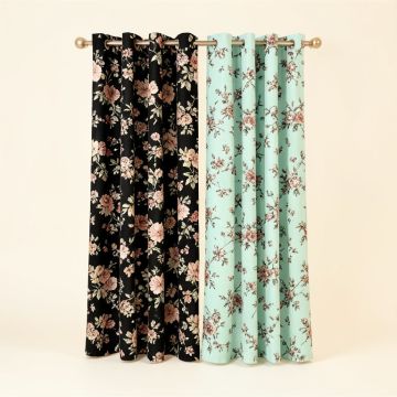 Aadhvika Floral Semi-Sheer Grommet Curtain Panels (synthetic illustration; no displayed measurements)