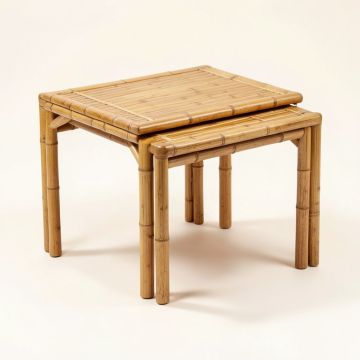 Lorenzo Bamboo-Look Stainless Steel 2 Piece Nesting Tables (synthetic illustration; no displayed measurements)
