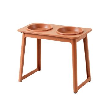 Aspen Canyon Pet Feeding Stand With Two Plain Empty Bowls - Terracotta