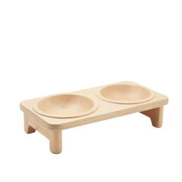 Slate Dale Pet Feeding Stand With Two Plain Empty Bowls - Beige