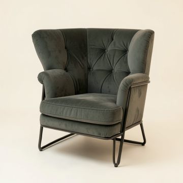 Delvale 29.5 '' Wide Tufted Velvet Wingback Chair (synthetic illustration; no displayed measurements)