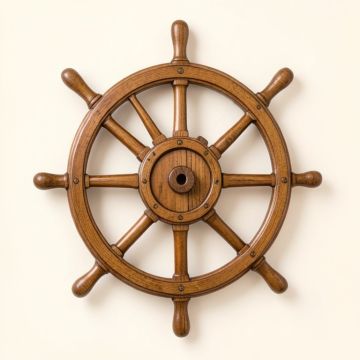 Decorative Ship Wheel With Sailboat Wall Decor (synthetic illustration; no displayed measurements)
