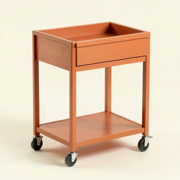 Rowan Bluff Empty Rolling Workshop Cart - Terracotta (synthetic illustration; no displayed measurements)