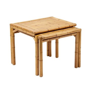 Lorenzo Bamboo-Look Stainless Steel 2 Piece Nesting Tables