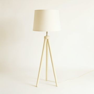 Juniper Bridge Floor Lamp With A Plain Fabric Shade - Cream (synthetic illustration; no displayed measurements)