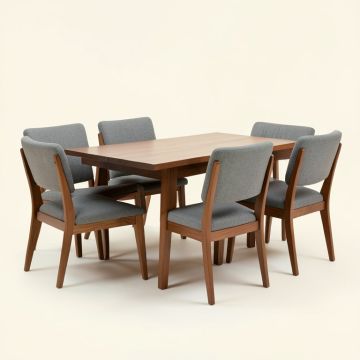 Iromel Mid-Century 5 Piece Wooden Dining Set With 4 Padded Dining Chairs (synthetic illustration; no displayed measurements)