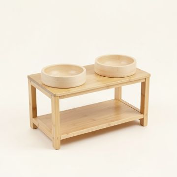 Vale Falls Pet Feeding Stand With Two Plain Empty Bowls - Beige (synthetic illustration; no displayed measurements)