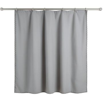 Rowan Edge Shower Curtain Hanging Flat From A Plain Rod - Gray