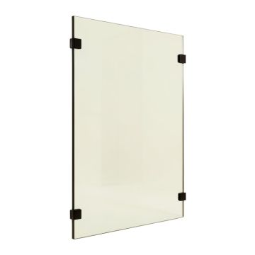 French Monture Noir 32 '' W X 78 '' H Frameless Fixed Glass Panel
