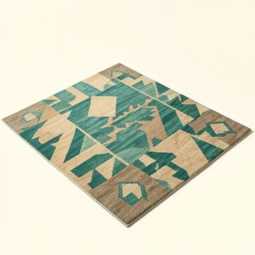 Seaside Geometric Teal/Green/Tan Indoor / Outdoor Area Rug (synthetic illustration; no displayed measurements)