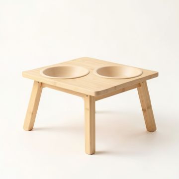 Dawn Edge Pet Feeding Stand With Two Plain Empty Bowls - Beige (synthetic illustration; no displayed measurements)