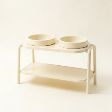 Aspen Dale Pet Feeding Stand With Two Plain Empty Bowls - Ivory (synthetic illustration; no displayed measurements)
