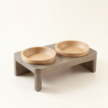 Dune Field Pet Feeding Stand With Two Plain Empty Bowls - Gray (synthetic illustration; no displayed measurements)