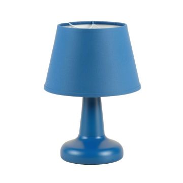Meadow Arc Table Lamp With A Plain Fabric Shade - Blue