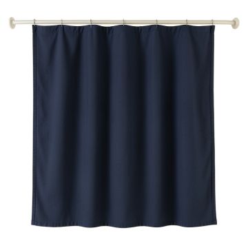 Vale Canyon Shower Curtain Hanging Flat From A Plain Rod - Navy
