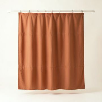 Bay Bridge Shower Curtain Hanging Flat From A Plain Rod - Terracotta (synthetic illustration; no displayed measurements)