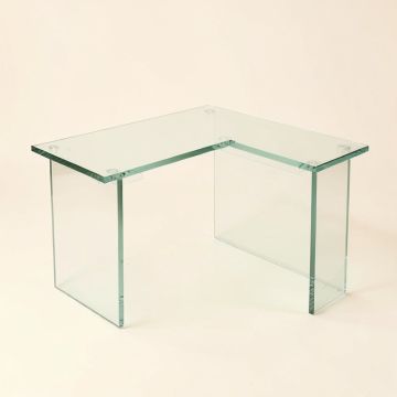 Bramblett Glass L-Shape Desk (synthetic illustration; no displayed measurements)
