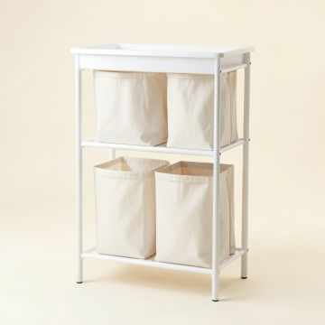 Hill Canyon Laundry Sorting Station With Plain Removable Bags - White (synthetic illustration; no displayed measurements)