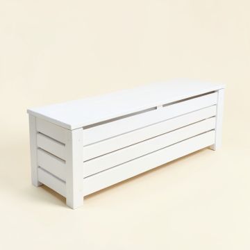 Spruce Crossing Narrow Outdoor Storage Bench - White (synthetic illustration; no displayed measurements)
