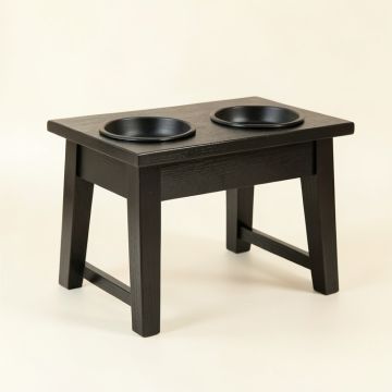Alder Arc Pet Feeding Stand With Two Plain Empty Bowls (synthetic illustration; no displayed measurements)