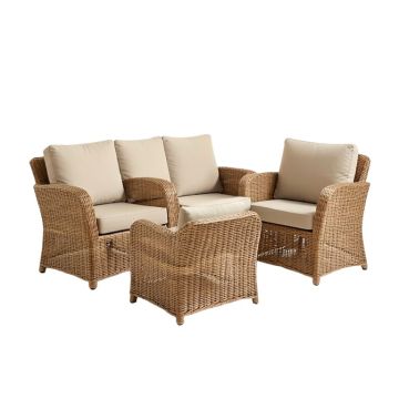 Gutha Outdoor Patio Furniture 3 Piece Rattan Seating Group With Cushions