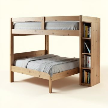 Mclin Twin Over Full Bed With Bookcase (synthetic illustration; no displayed measurements)