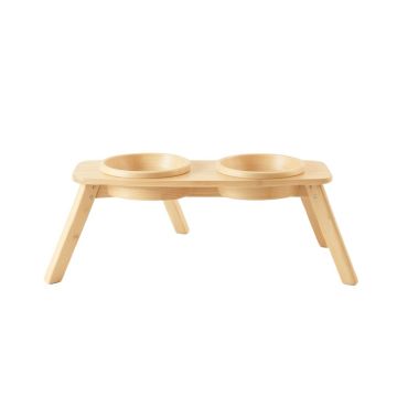 Reed Dell Pet Feeding Stand With Two Plain Empty Bowls - Ivory
