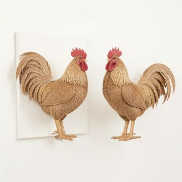 2 Piece Appealing Burlap Rooster Design Wall Décor Set (synthetic illustration; no displayed measurements)