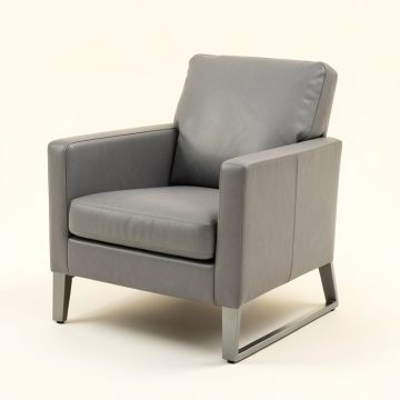 Alicyn Leather Metal Arm Chair In Gray (synthetic illustration; no displayed measurements)