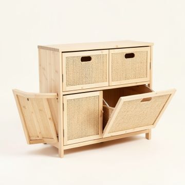 Oak Crest Freestanding Pull-Out Hamper Cabinet - Ivory (synthetic illustration; no displayed measurements)