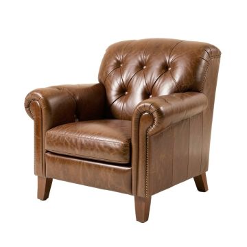 Larchmont 37.01 '' Wide Tufted Top Grain Leather Armchair
