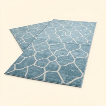 Orbisonia Geometric Indoor / Outdoor Aqua Blue Area Rug (synthetic illustration; no displayed measurements)
