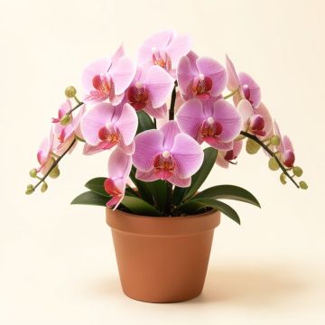 Orchids Floral Arrangement In Pot (synthetic illustration; no displayed measurements)