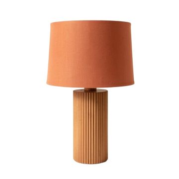 Holly Crest Table Lamp With A Plain Fabric Shade - Terracotta
