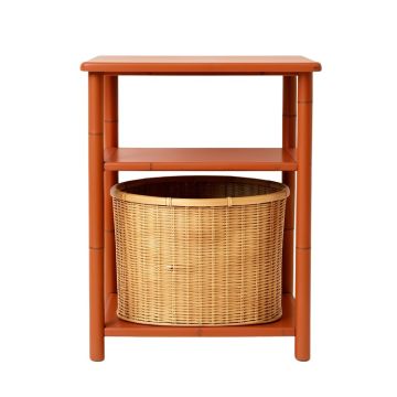 Alder Bend Freestanding Pull-Out Hamper Cabinet - Terracotta
