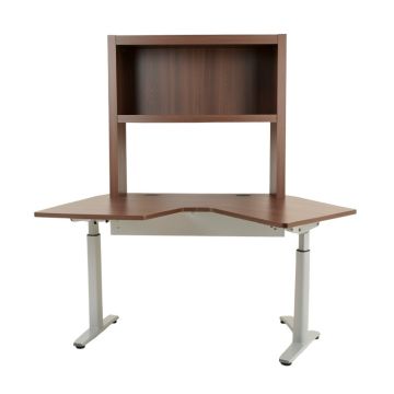 Hanrahan Height Adjustable L-Shape Standing Desk With Hutch