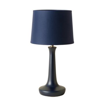 Olive Brook Table Lamp With A Plain Fabric Shade - Navy