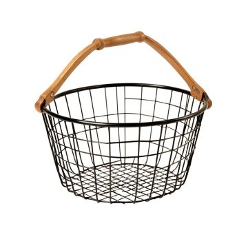 Oval Wire Basket With Wooden Handles