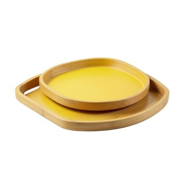 Serving Tray With Handles - Wood Bamboo Trays For Food Breakfast Party