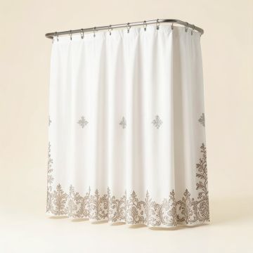 Sanches 18 Piece Embroidery Shower Curtain Set (synthetic illustration; no displayed measurements)
