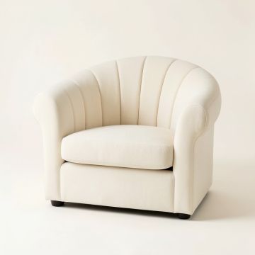 Oak Edge Upholstered Armchair - Cream (synthetic illustration; no displayed measurements)