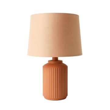 Alder Branch Table Lamp With A Plain Fabric Shade - Terracotta